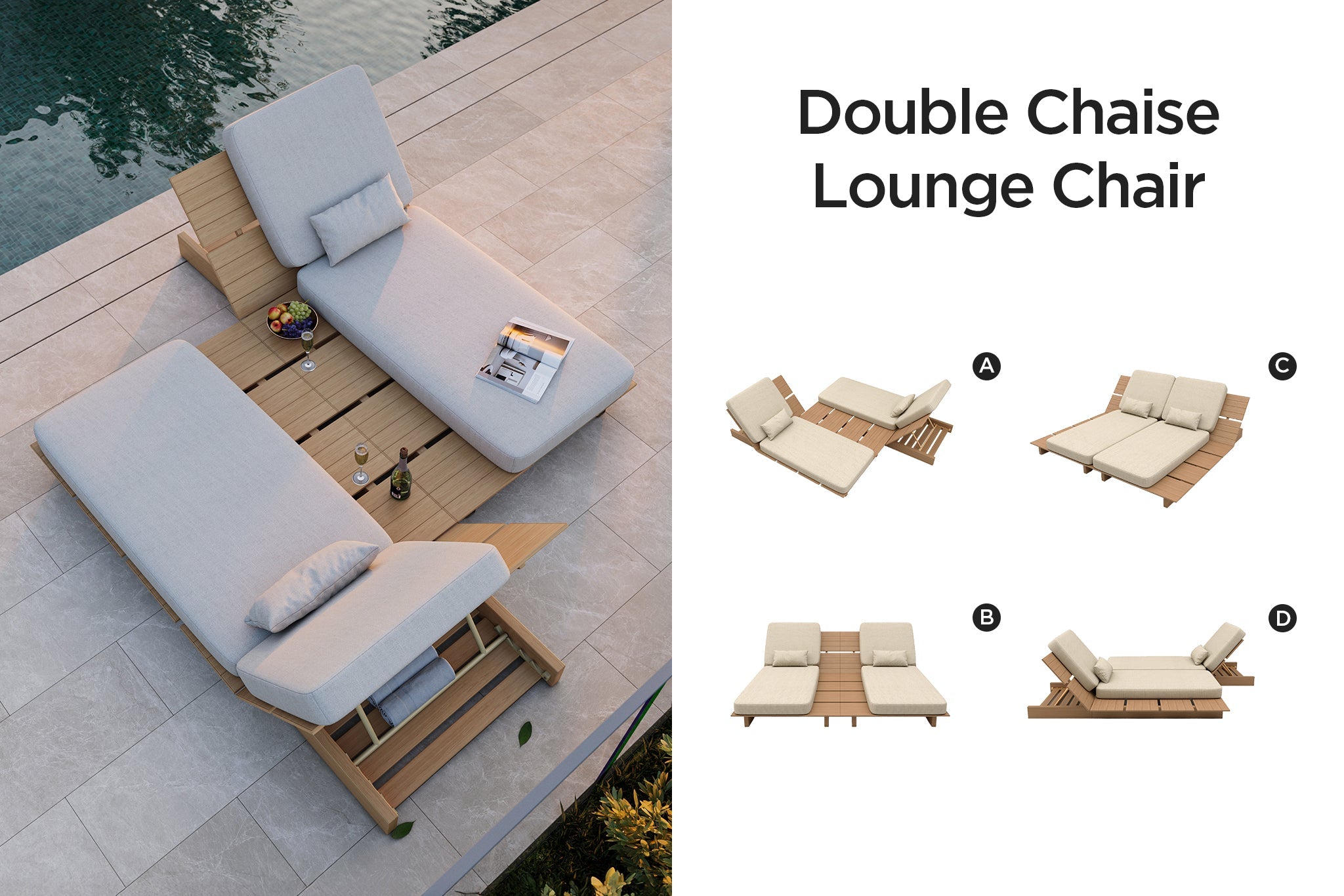 Zenro Outdoor Aluminum Chaise Lounge with Cushion
