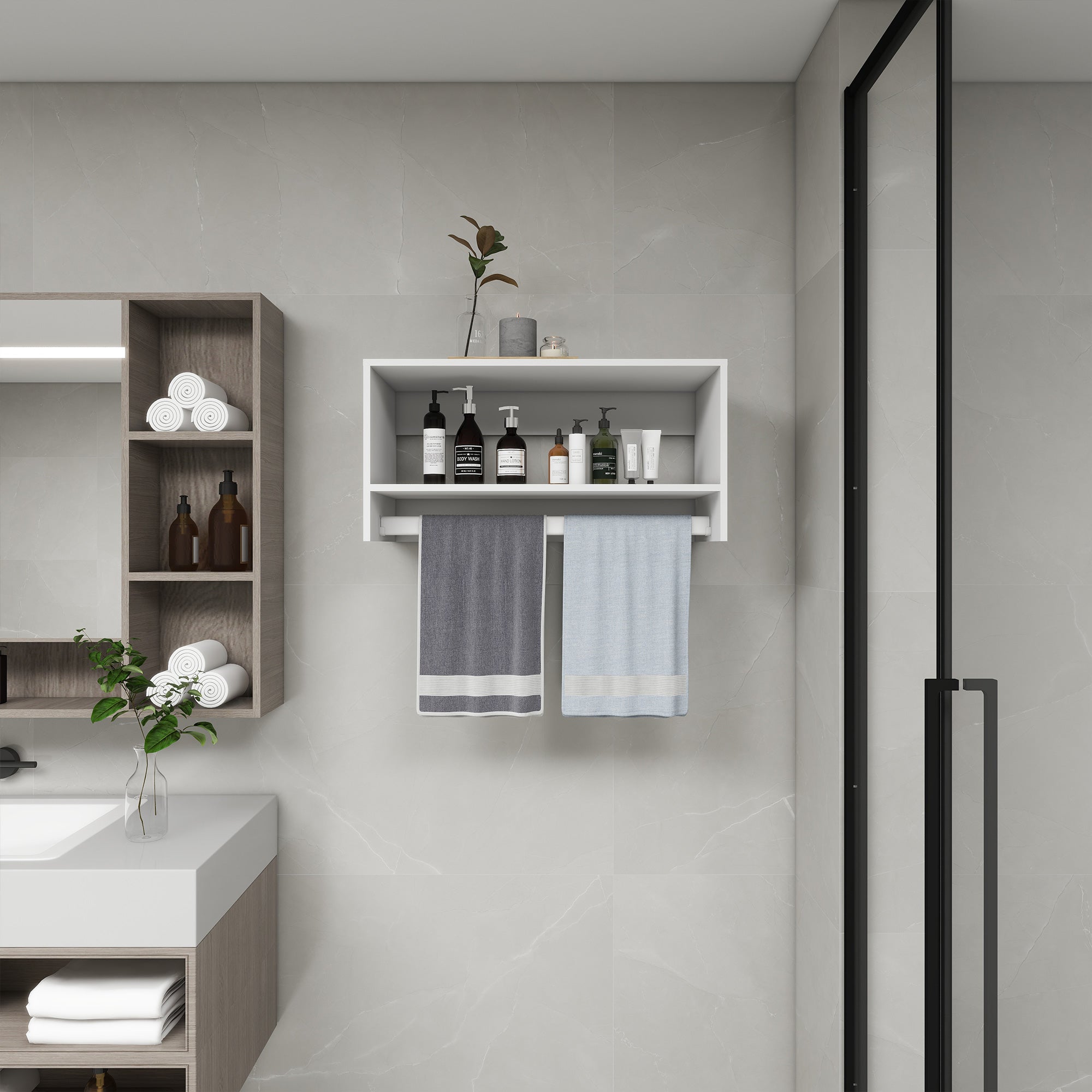 B2 Bathroom Shelves,Modular Wood Closet System Clothes Organizer, Closet System with 2 Closet Shelves, Closet Organizer System, Walk in Closet Organizers and Storage, Closet Systems for Walk in Closets, Closet(32" W x 16" D x 16" H)