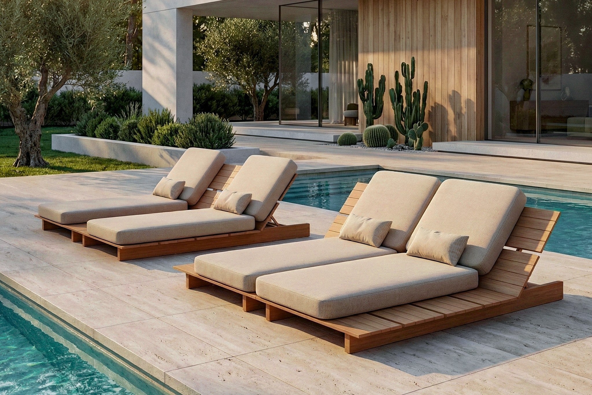 Zenro Outdoor Aluminum Chaise Lounge with Cushion