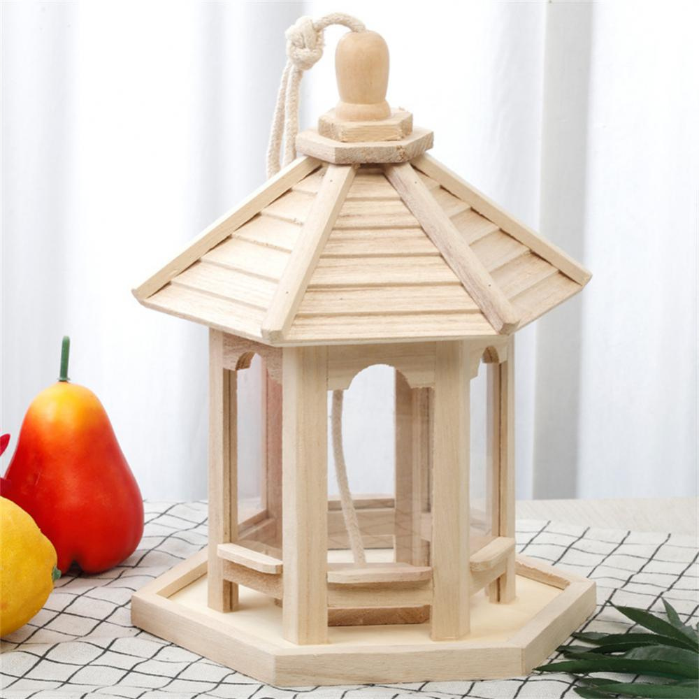 Clear Wooden Bird Feeder for Home Use