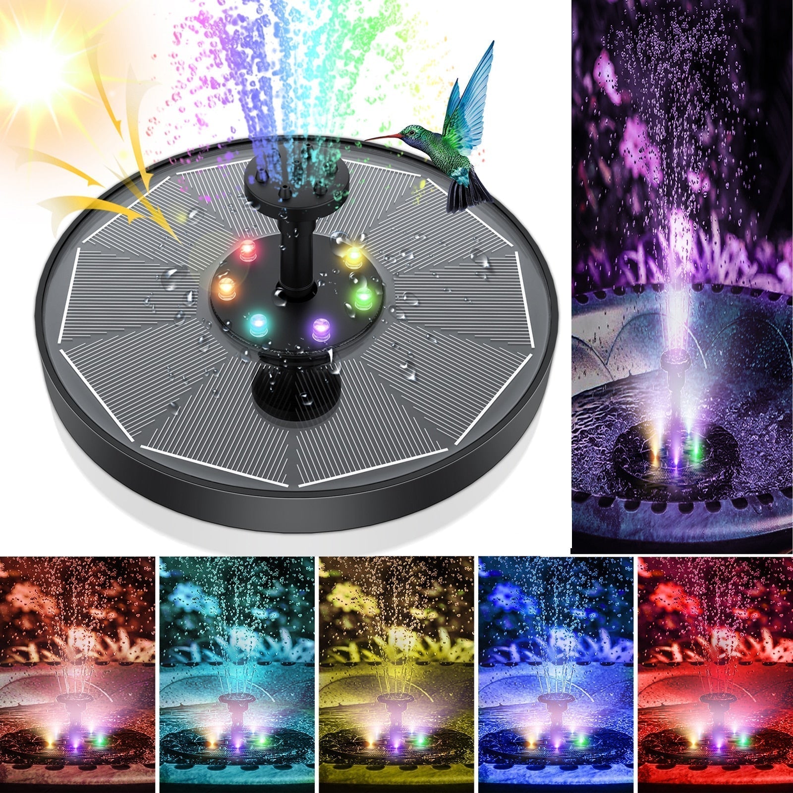Solar-Powered LED Fountain — Eco-Friendly Outdoor Water Feature