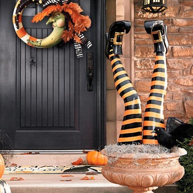 Witch Leg Stakes — Set of 2 for Spooky Yard Halloween Decor