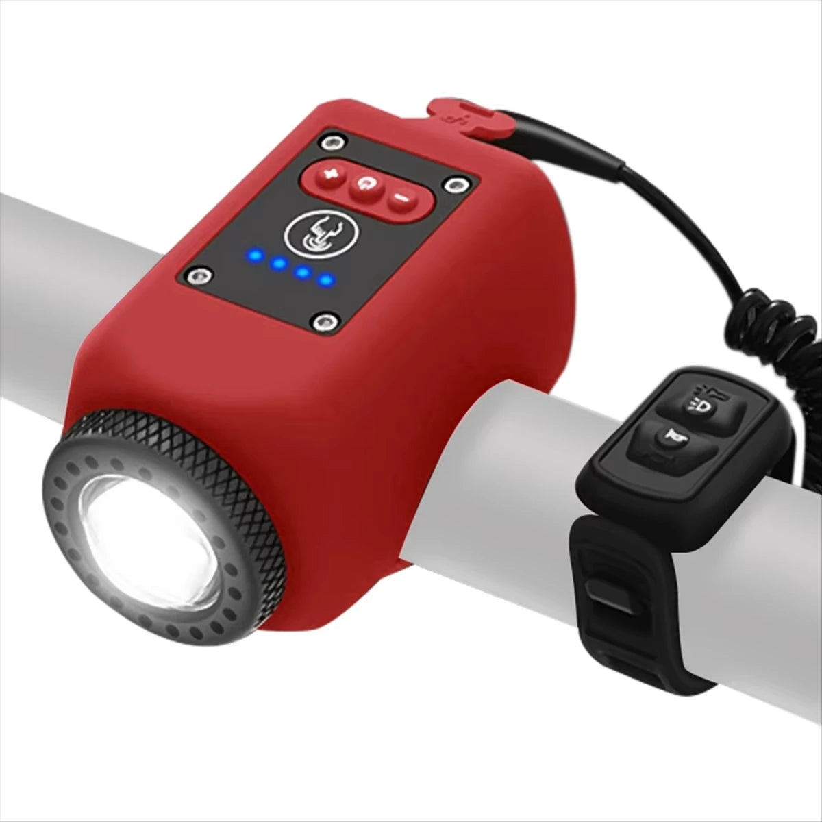 Premium E-Bike Horn & Front Light - Bright LED Headlight with Loud Horn
