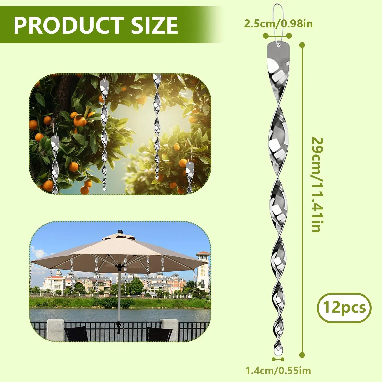 Reflective Spiral Rod Bird Deterrent for Outdoor Spaces - Easy Install