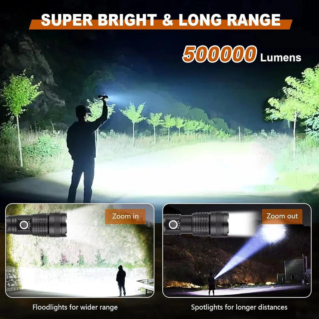 Ultra-Bright High-Lumen Rechargeable Flashlight