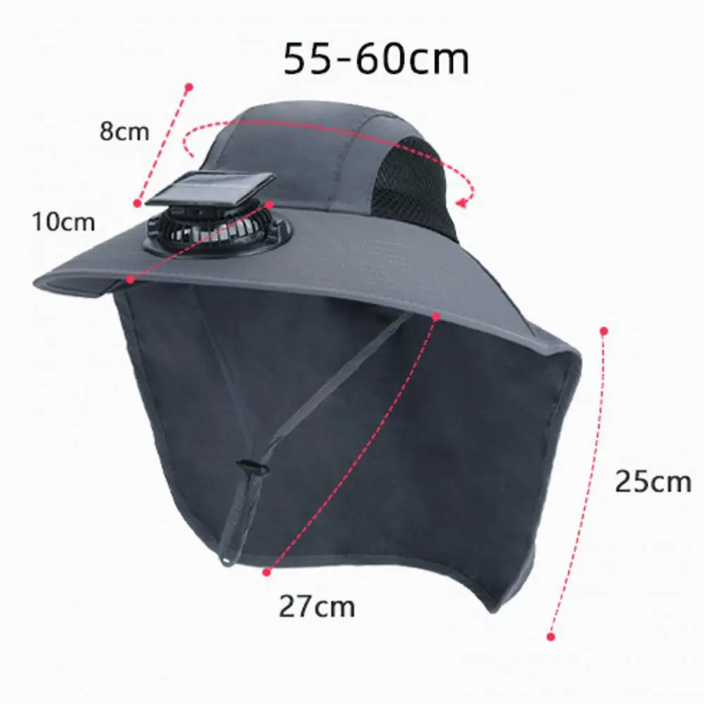 Solar-Powered Fan Hat with Wide Brim for All-Day Cooling and UV Protection
