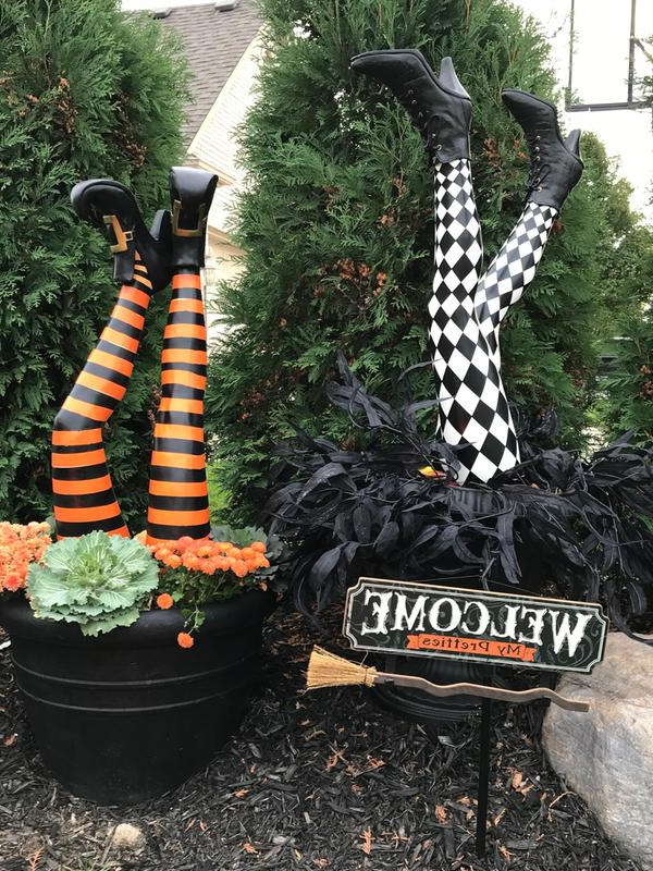 Witch Leg Stakes — Set of 2 for Spooky Yard Halloween Decor