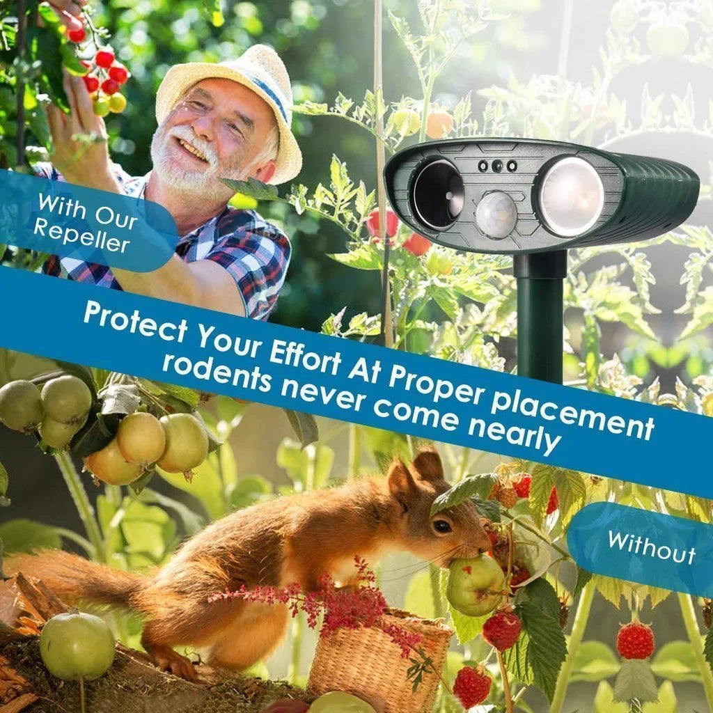 Ultrasonic Chipmunk Repeller - Solar-Powered Deterrent for Quick Chipmunk Control (Results in 48 Hours)