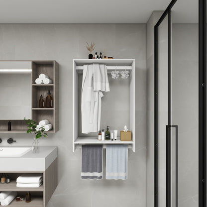 B3 DIY Modular Wooden Closet Organizer System with 2 Hanging Rods Shelves Wall Mount Shelving for Walk in Closet Bedroom and living room Organization Built in Clothes Storage White 31.49&