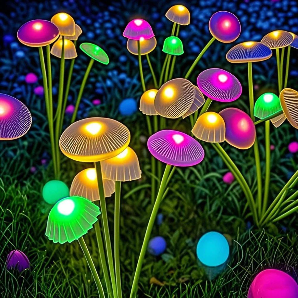 Solar-Powered Swaying Mushroom Garden Lights for Whimsical Outdoor Decor