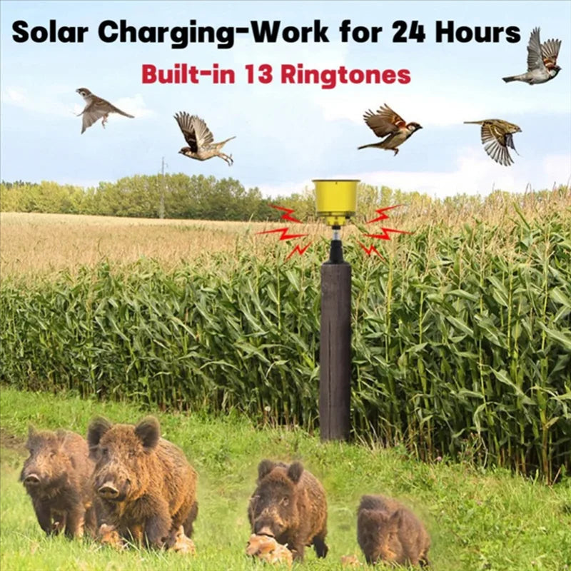 Solar-Powered Bird Repeller with Sound and Light