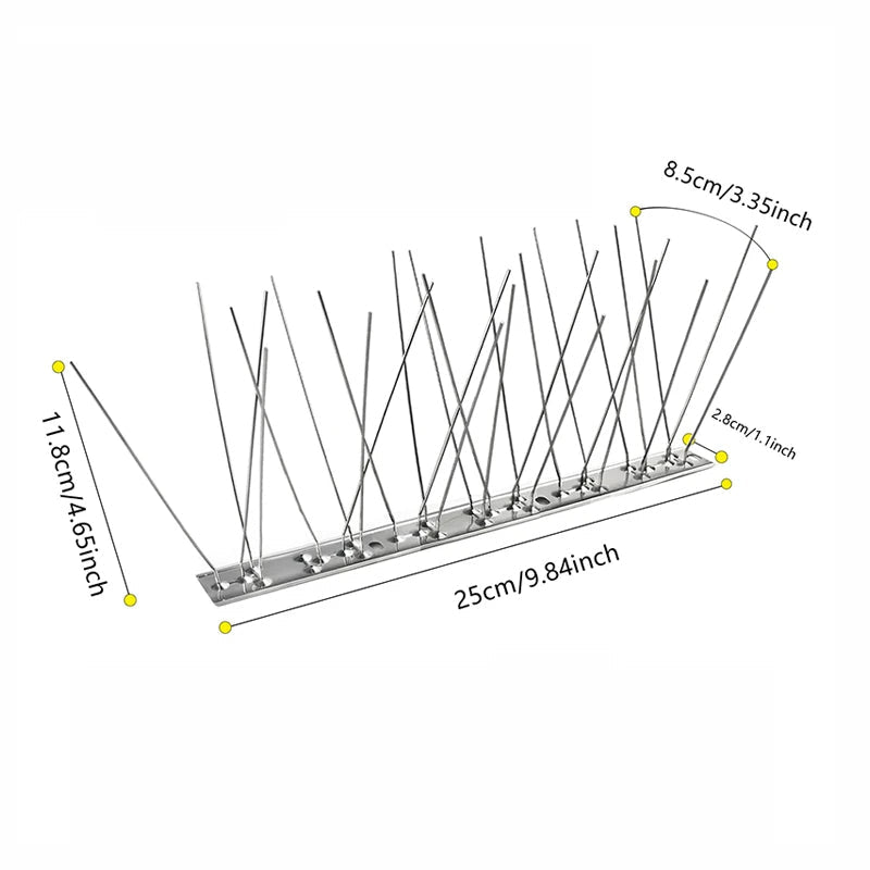 Stainless Steel Outdoor Bird Spike Deterrent – Humane, Effective Bird Repeller for Patios, Roofs & Gardens