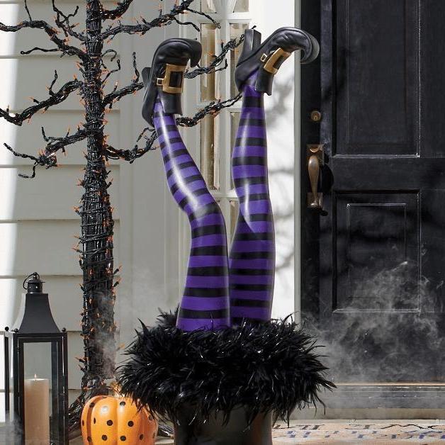 Witch Leg Stakes — Set of 2 for Spooky Yard Halloween Decor