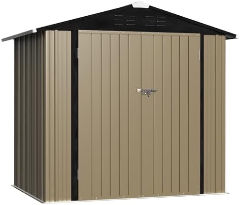 WWI Outdoor Storage Shed Lockable Metal Shed 189(L) X 122(W) X 188(H) cm Steel Anti-Corrosion Storage House Utility Tool Shed for Backyard Garden (6 * 4 FT)