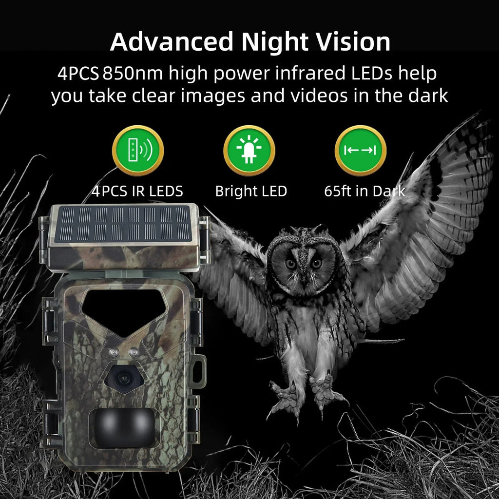 Slim Solar-Powered Trail Camera for Easy Setup and Long-Lasting Wildlife Monitoring
