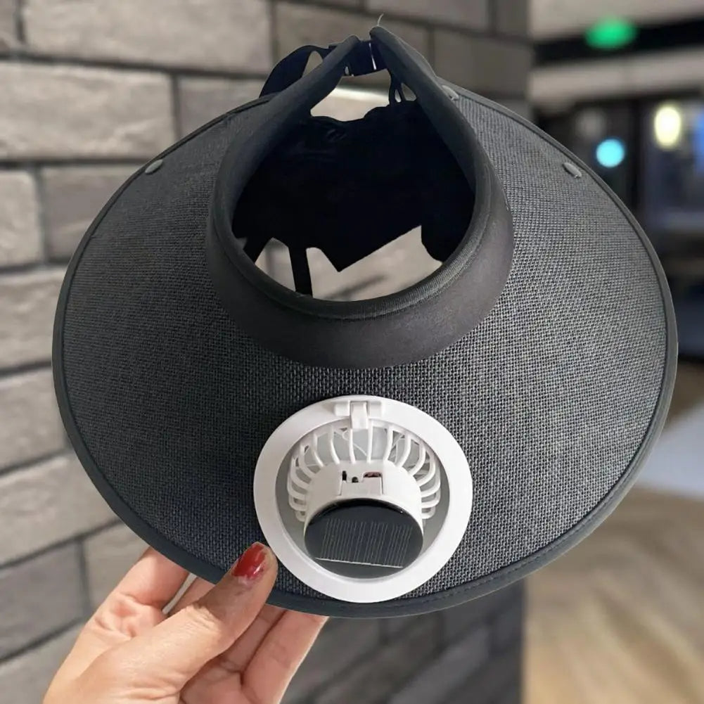 Wide-Brim Sun Hat with Integrated Solar-Powered Fan for All-Day Cooling