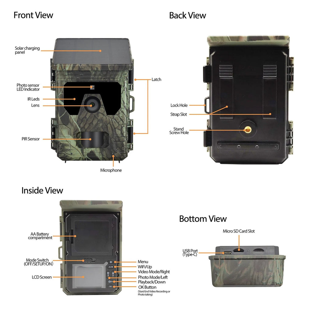 Solar-Powered Night-Vision Trail Camera for Day and Night Wildlife Monitoring