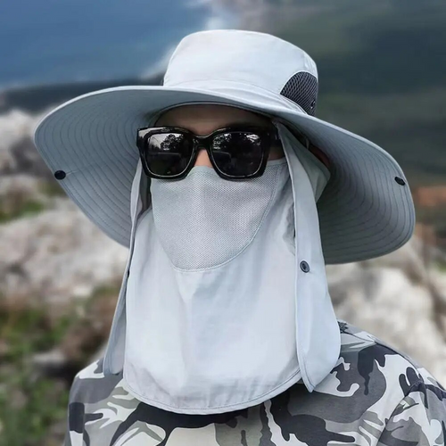 Breathable Wide-Brim Sun Hat for Outdoor Fishing and Sun Protection