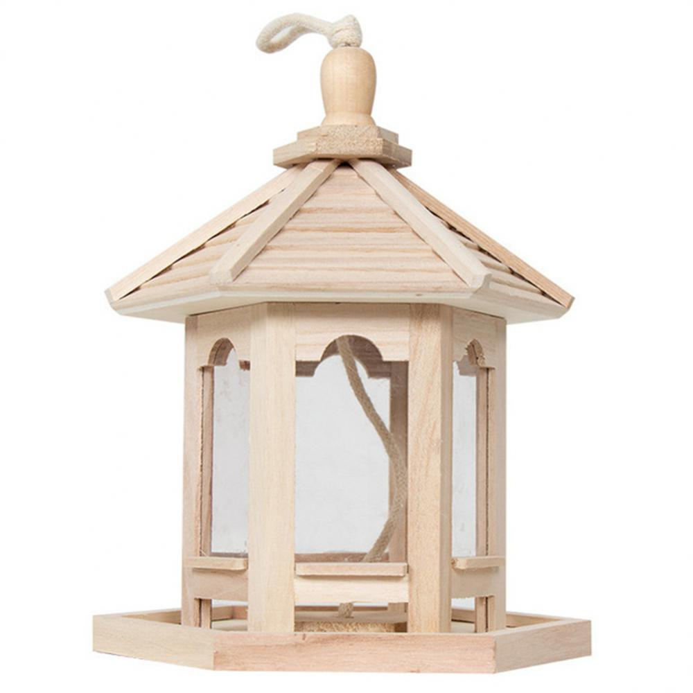 Clear Wooden Bird Feeder for Home Use