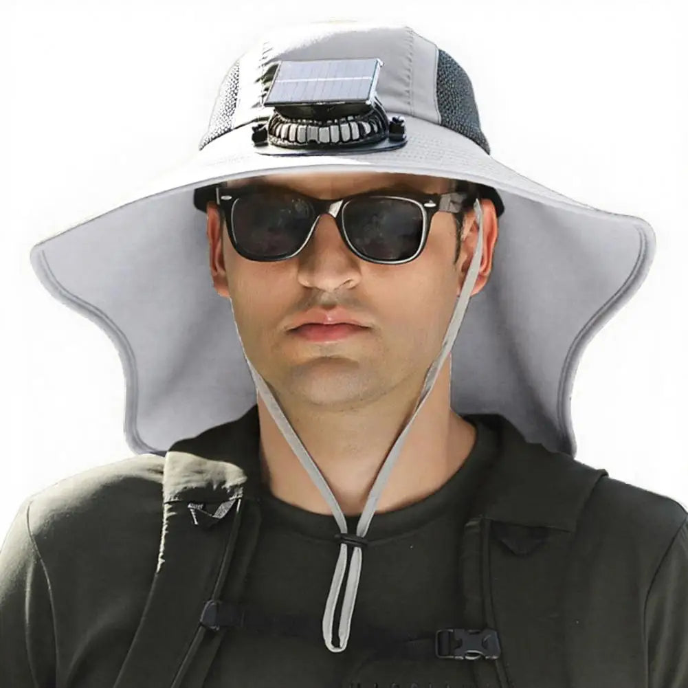 Solar-Powered Fan Hat with Wide Brim for All-Day Cooling and UV Protection