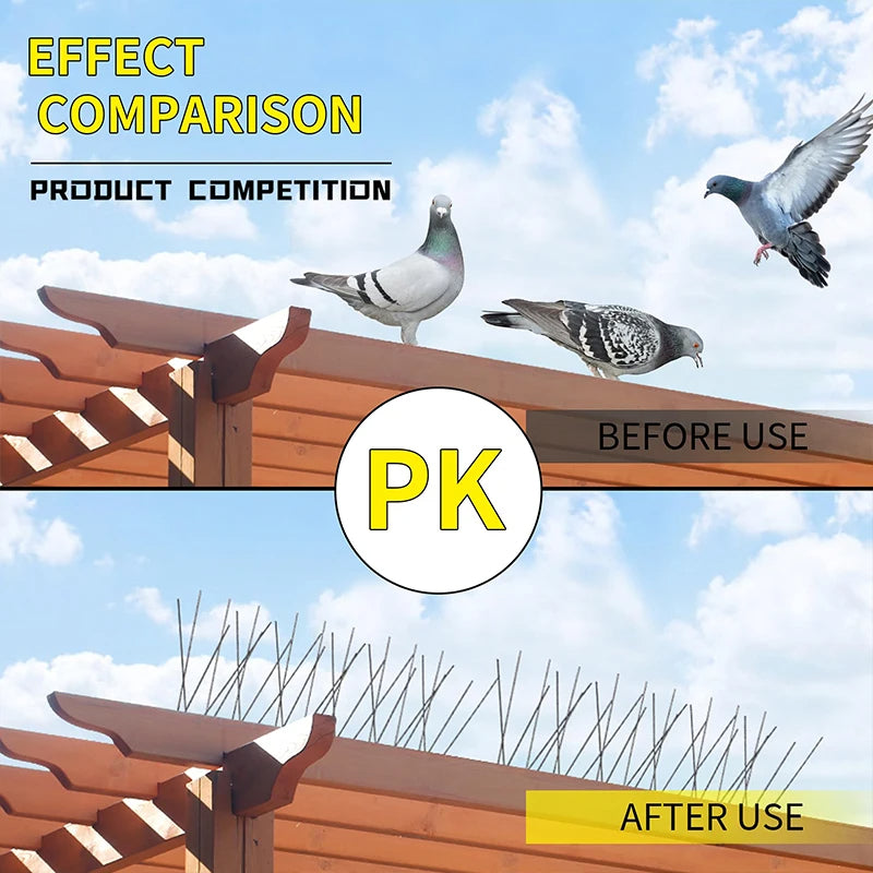 Stainless Steel Outdoor Bird Spike Deterrent – Humane, Effective Bird Repeller for Patios, Roofs & Gardens