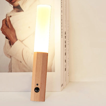Motion Sensor Light Indoor, Stick on Motion Wall Light Wooden Wall Sconce wooden LED Wall Sconce Indoor Rechargeable Wooden Wall Light for Hallway, Stair, Closet, Shelf, Bathroom, Kitchen (Ash)