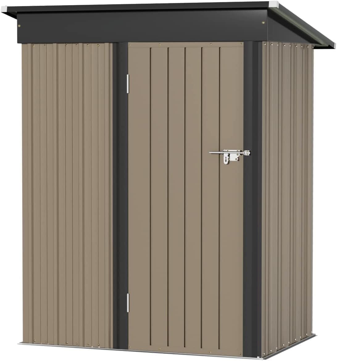 WWI Outdoor Storage Shed Lockable Metal Shed 189(L) X 122(W) X 188(H) cm Steel Anti-Corrosion Storage House Utility Tool Shed for Backyard Garden (6 * 4 FT)