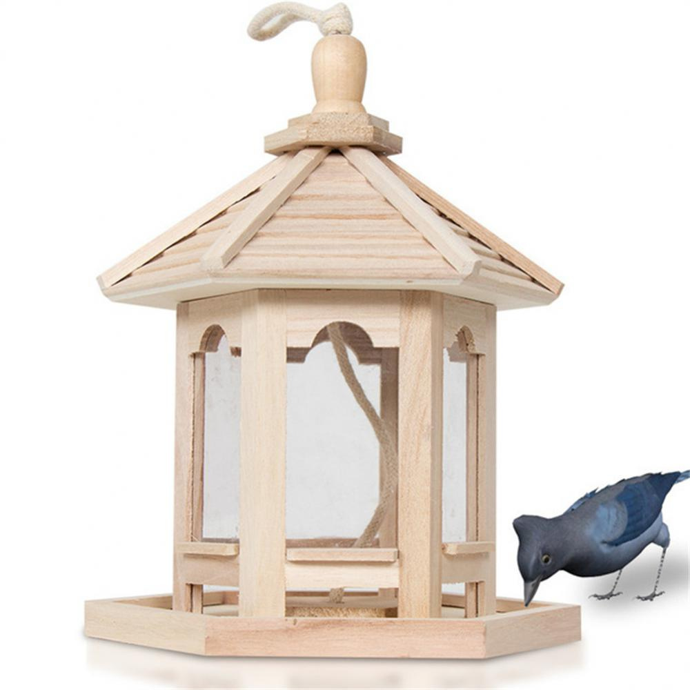 Clear Wooden Bird Feeder for Home Use