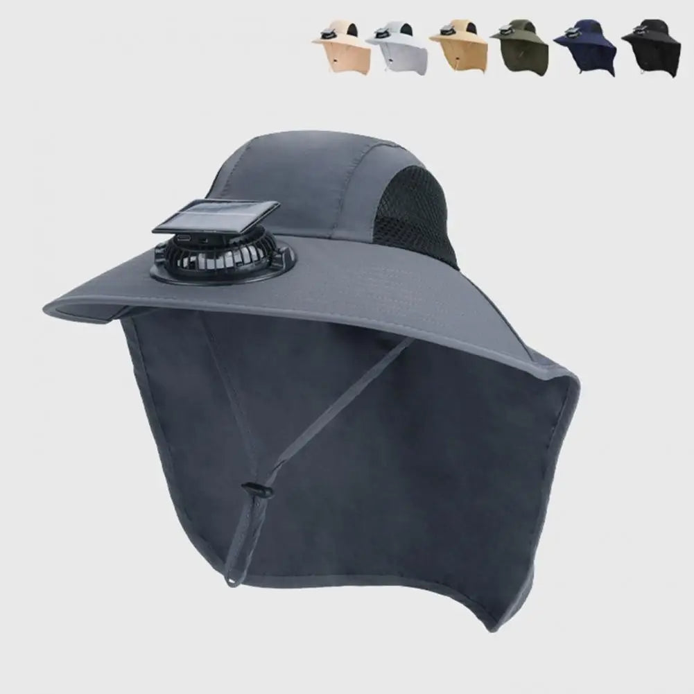 Solar-Powered Fan Hat with Wide Brim for All-Day Cooling and UV Protection
