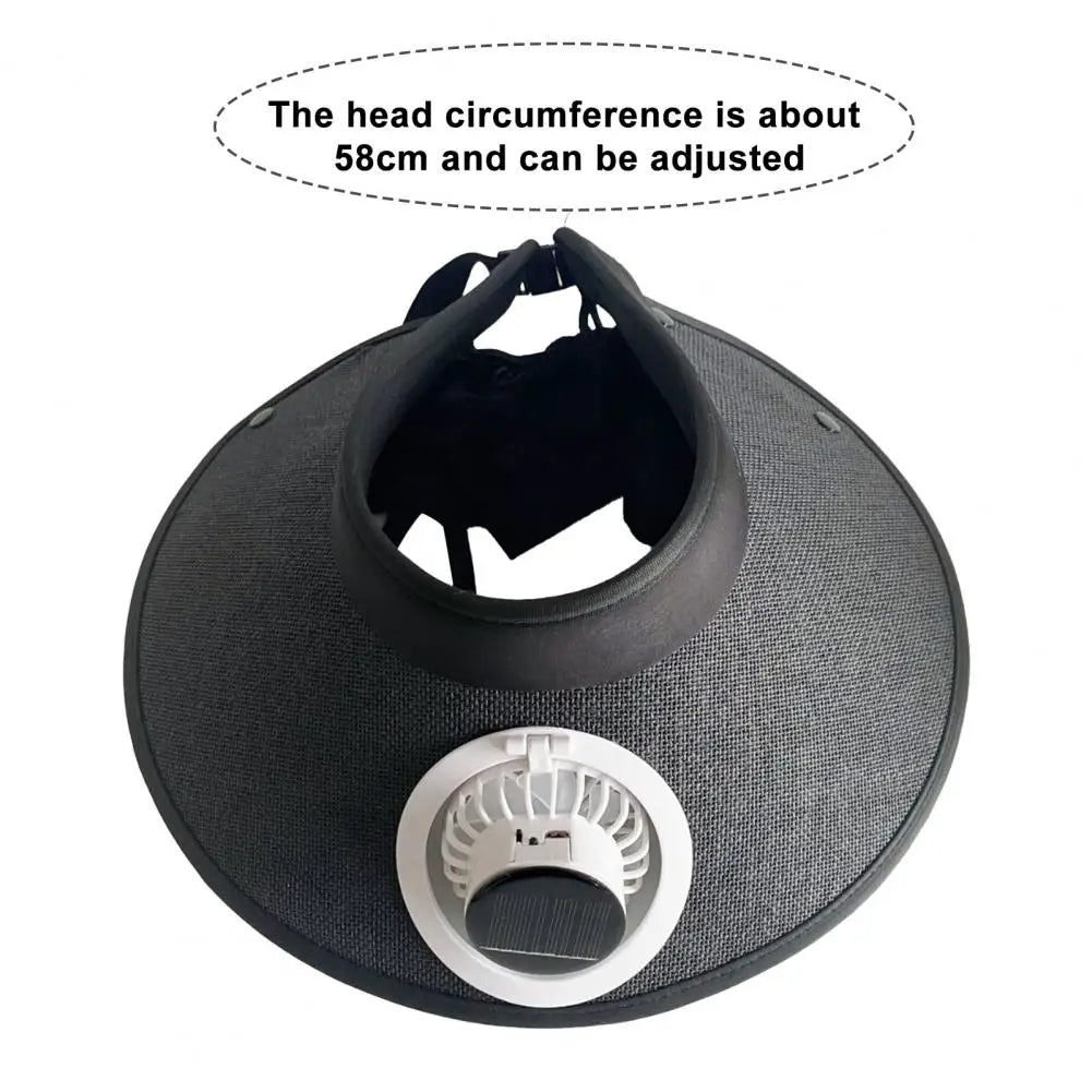Wide-Brim Sun Hat with Integrated Solar-Powered Fan for All-Day Cooling