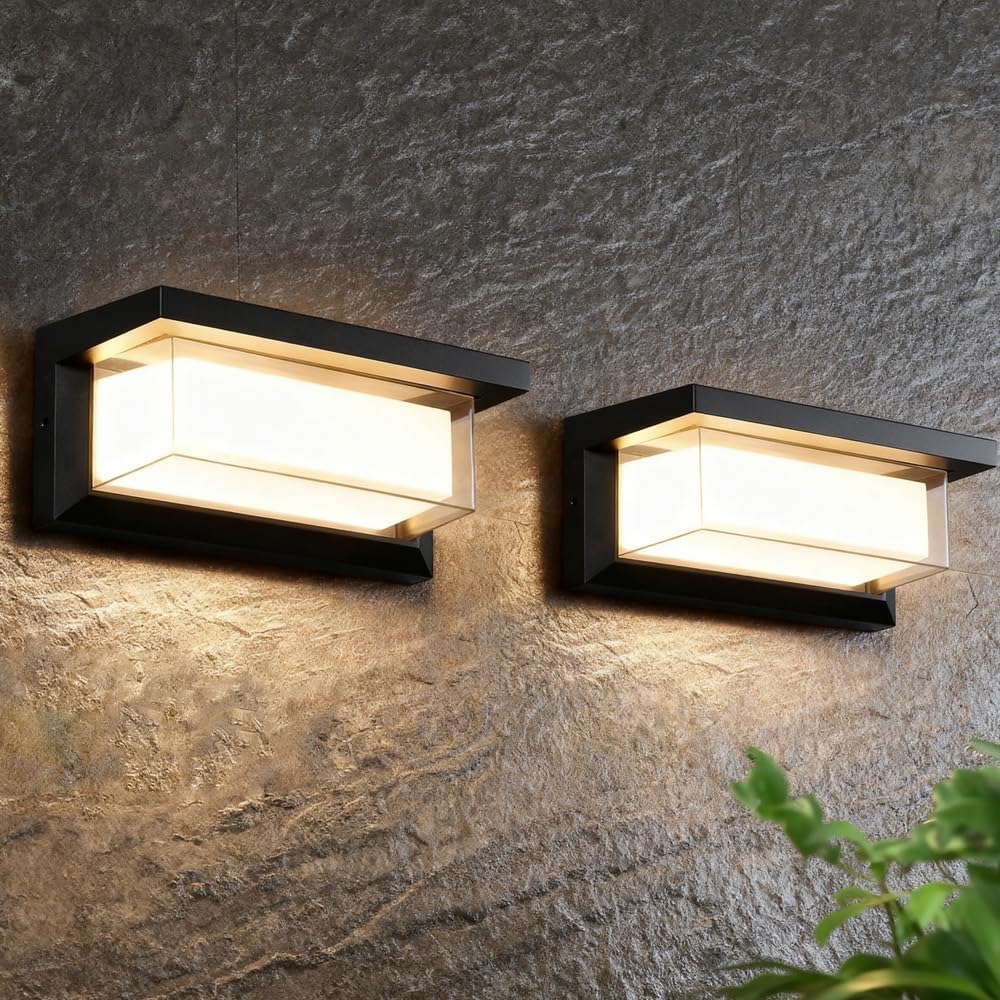 XZM 2Pack Outdoor Wall Lights, LED wall light 12W Sconce Ip65 Waterproof 3000K Warm White Outdoor Light Fixtures Wall Mount Outside Lights for House Garden Front Bathroom Garage