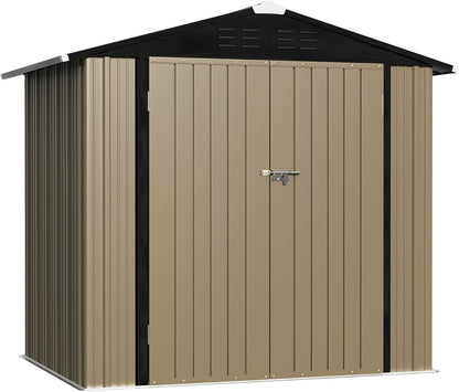 WWI Outdoor Storage Shed Lockable Metal Shed 189(L) X 122(W) X 188(H) cm Steel Anti-Corrosion Storage House Utility Tool Shed for Backyard Garden (6 * 4 FT)