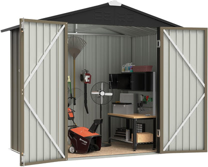 WWI Outdoor Storage Shed Lockable Metal Shed 189(L) X 122(W) X 188(H) cm Steel Anti-Corrosion Storage House Utility Tool Shed for Backyard Garden (6 * 4 FT)