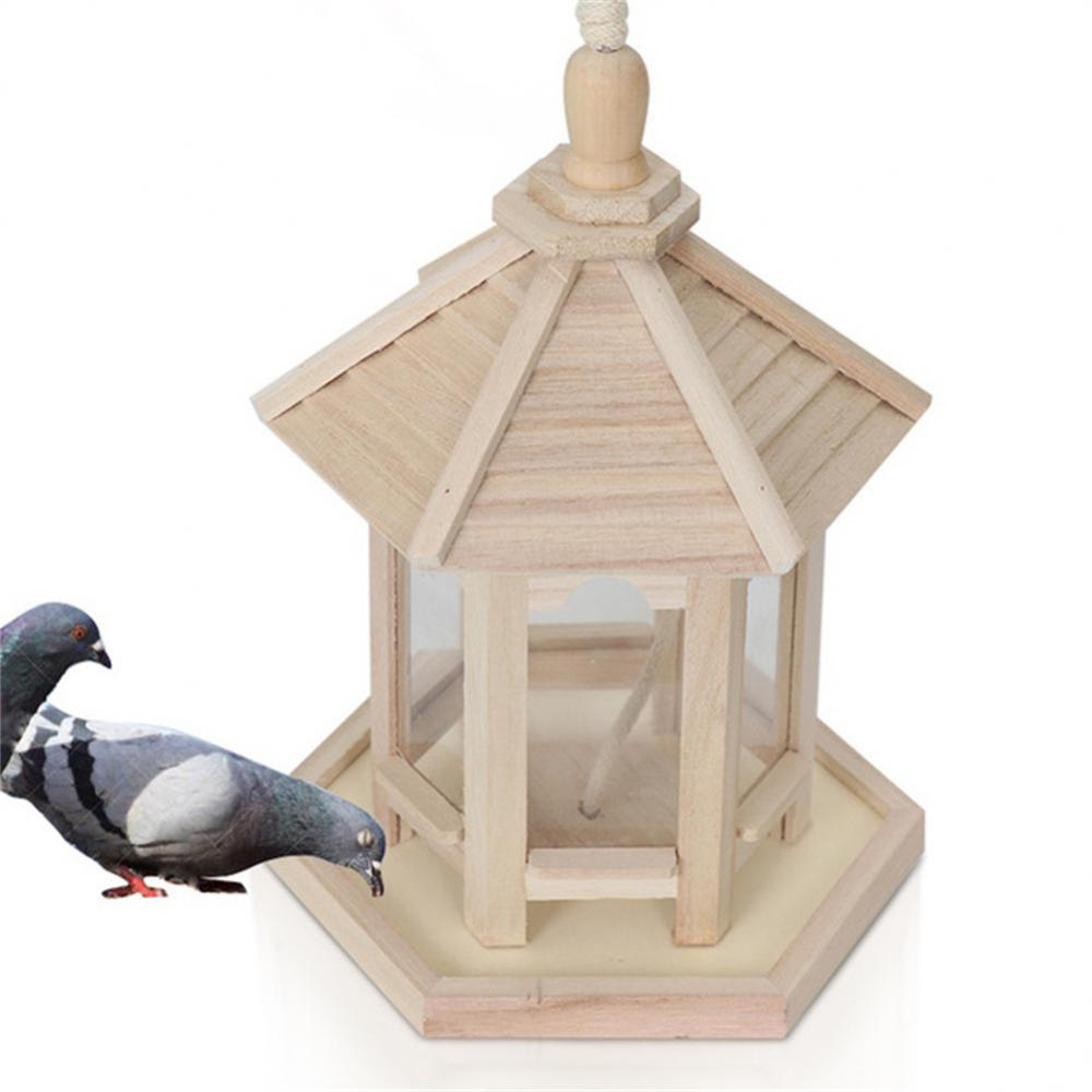 Clear Wooden Bird Feeder for Home Use
