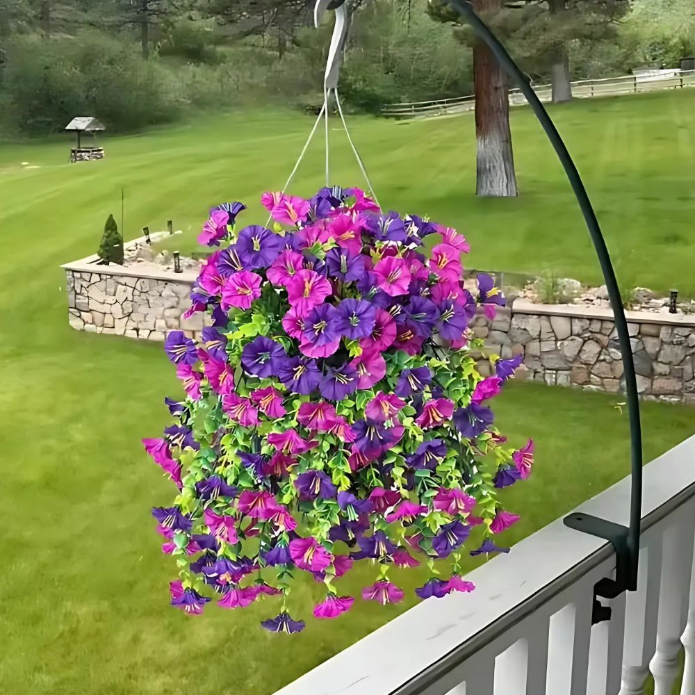 Lifelike UV-Resistant Morning Glory Artificial Flower Hanging Decor