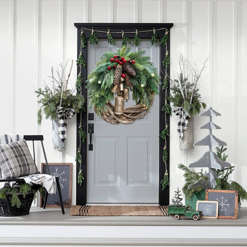 Rustic Farmhouse Christmas Wreath - Boho Chic Holiday Decor