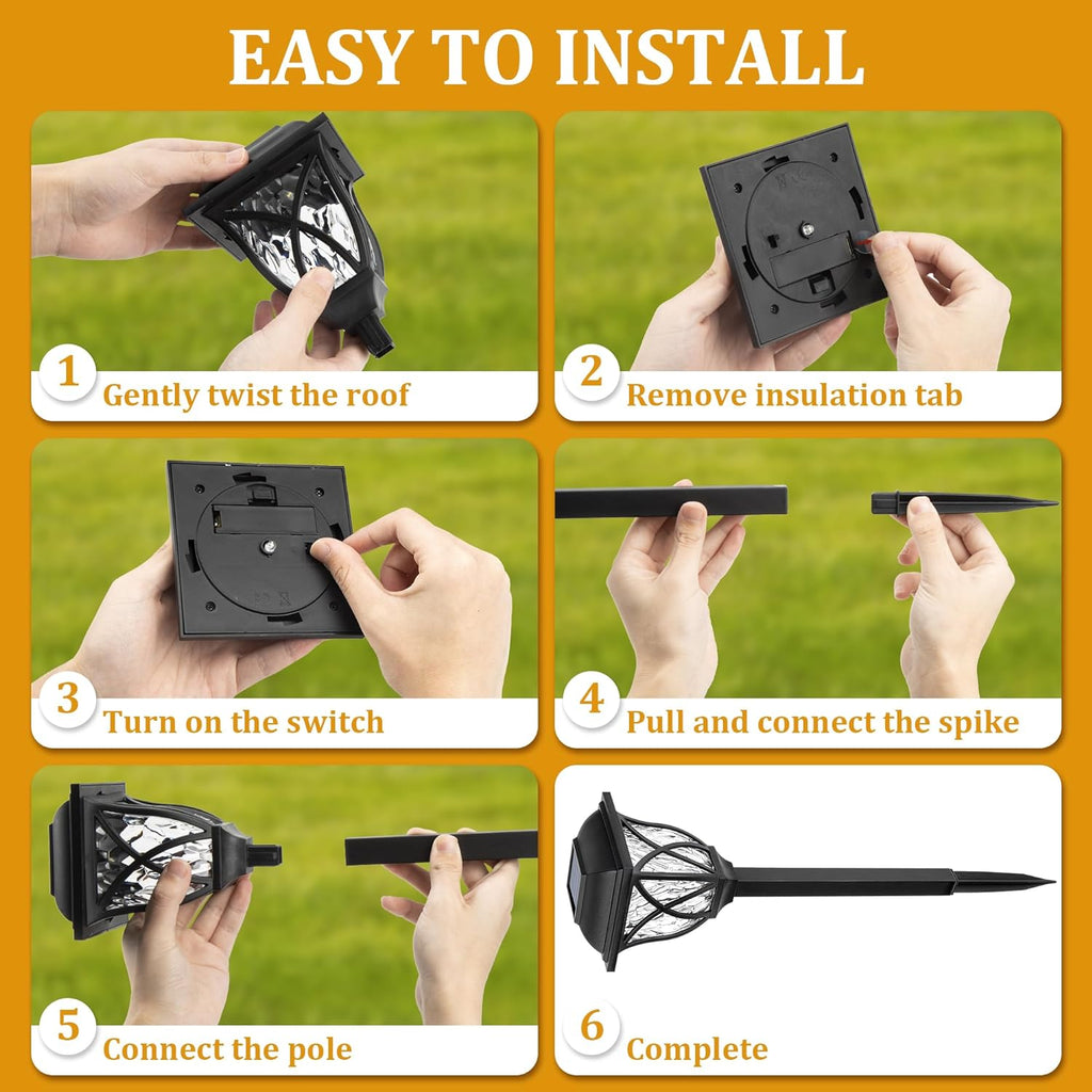 6-Pack LED Solar Pathway Lights for Garden & Outdoor Use