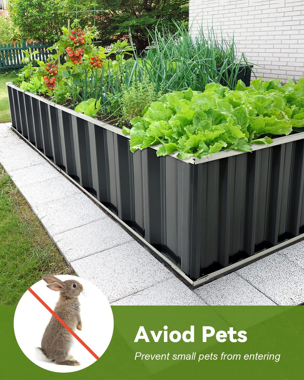Outdoor Raised Garden Bed for Flowers and Vegetables