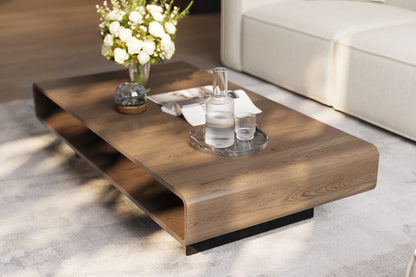 Flowwood Coffee Table with Shelf in Sleek Walnut