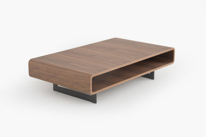 Flowwood Coffee Table with Shelf in Sleek Walnut