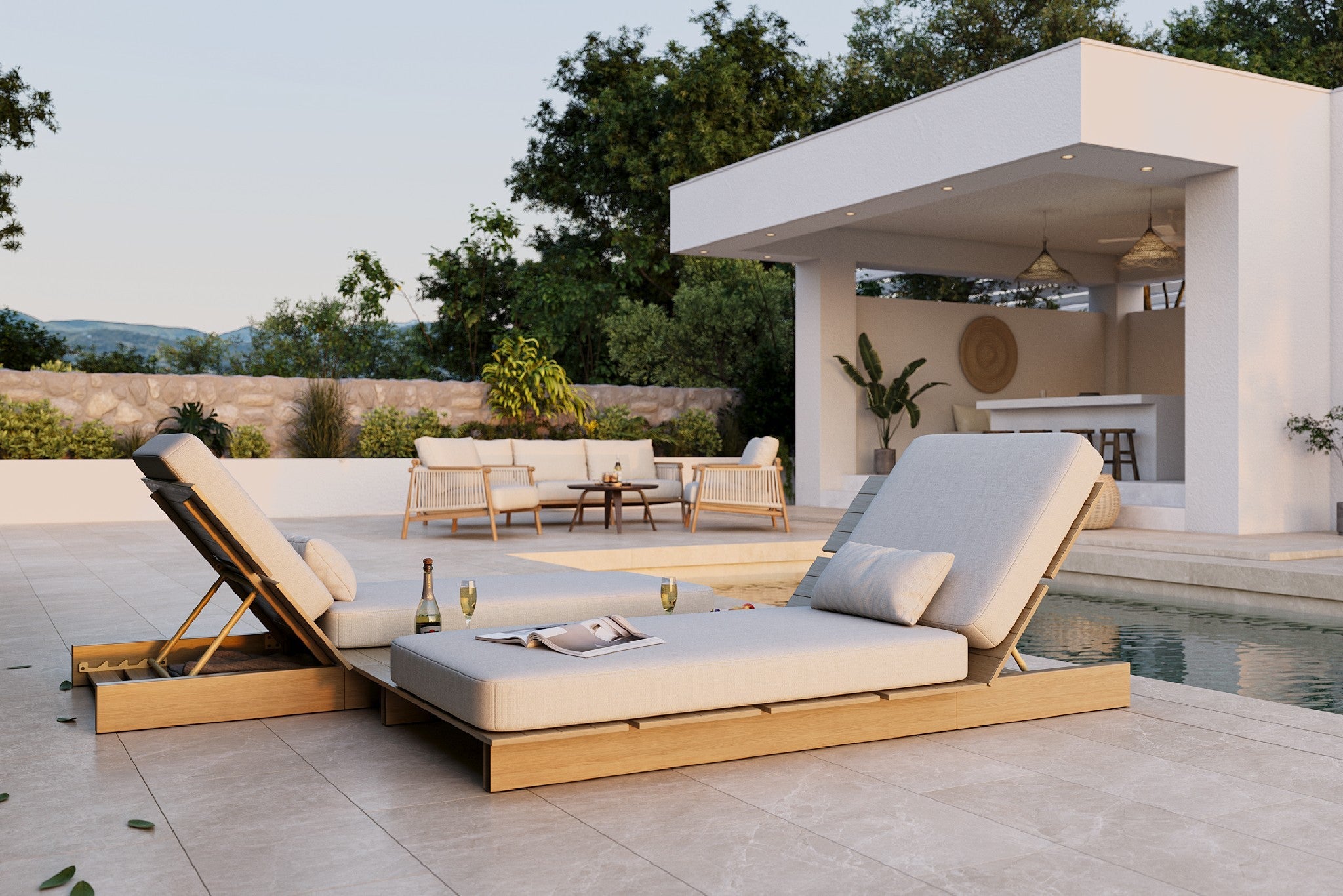 Zenro Outdoor Aluminum Chaise Lounge with Cushion