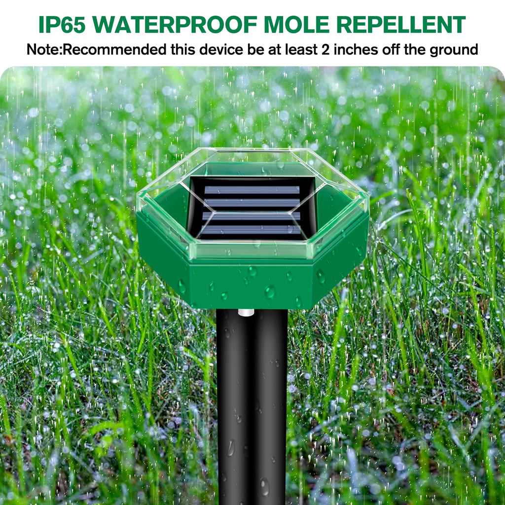4-Pack Ultrasonic Mole Repellent for Yard and Garden