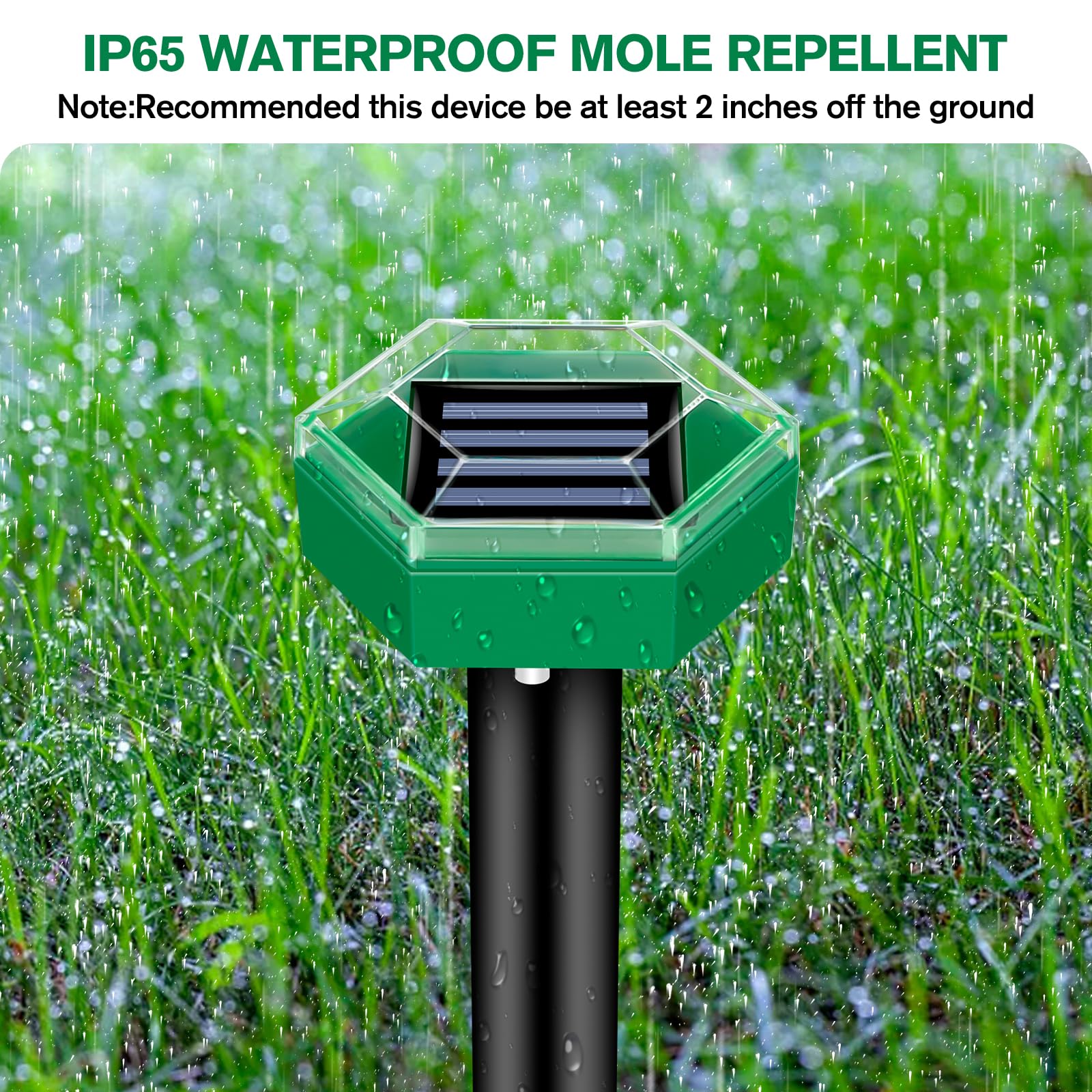 4-Pack Ultrasonic Mole Repellent for Yard and Garden
