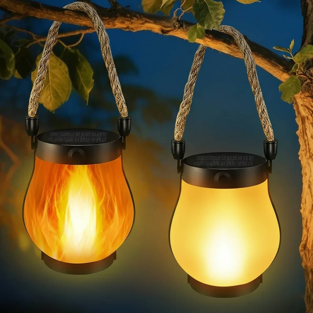 Solar-Powered Flame Lanterns for Outdoor Porch Lighting