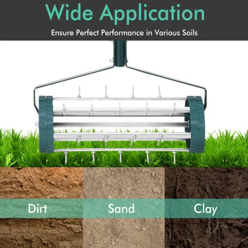 Heavy-Duty Manual Lawn Spike Aerator for Deep Soil Aeration and Healthier Turf