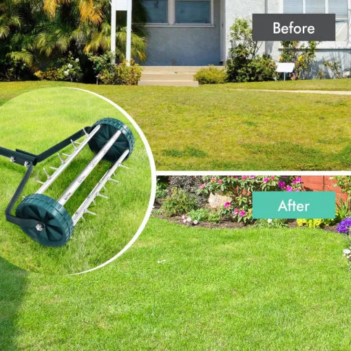 Heavy-Duty Manual Lawn Spike Aerator for Deep Soil Aeration and Healthier Turf
