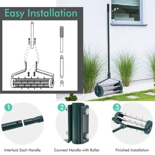 Heavy-Duty Manual Lawn Spike Aerator for Deep Soil Aeration and Healthier Turf