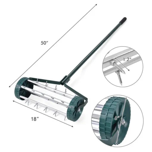 Heavy-Duty Manual Lawn Spike Aerator for Deep Soil Aeration and Healthier Turf