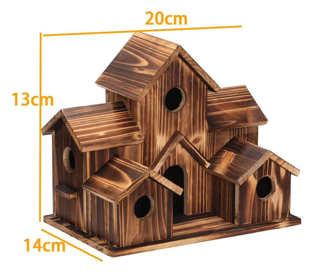 Premium Handcrafted Wooden Birdhouse with Six Cozy Entrance Holes