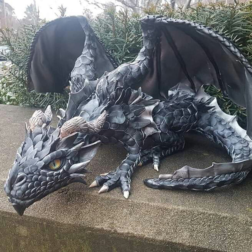 Crouching Dragon Guardian Statue – Dramatic Gothic Outdoor Decor